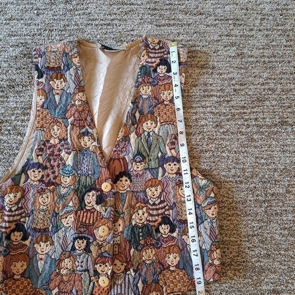 Vintage Facets by Mirrors Vest Women's Tapestry People Cotton Blend Size Med - Picture 11 of 11